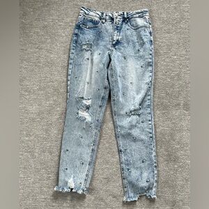 Material Girl Daisy Embroidered High Rise Jeans Sz 5